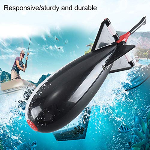 Arinda Fishing Spomb Rocket Shape Spod Fishing Feeders Float Bait Holder Tackle Tool Accessories - color: Black White, size: Small