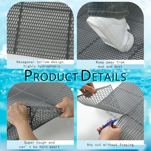 Tondiamo Pool Mat Non Slip Drainage Mats Swimming Pool Floor Deck Mats Rugs PVC Splash Mesh Hollow Doormat Roll for Outdoor Indoor Patio Restaurant Garage Kitchen Bathroom Safety(1 x 40 ft,Grey) - color: Gray, size: 1 x 40 ft