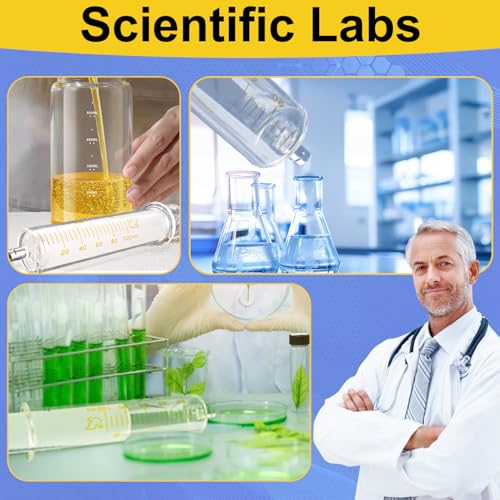 100ml/cc Glass Syringe With Metal Head and Caps for Liquid,Small Syringe for Oil or Glue Applicator,No Needle,1Pack,Borosilicate Glass