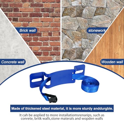 2PCS Gas Cylinder Wall Mounted Brackets, with 59 inches Safety Nylon Belt, Steel Propane Tank Holder, Heavy Duty Oxygen Nitrogen Tank Bracket for OTG Rv Water Softener - Blue - color: Blue