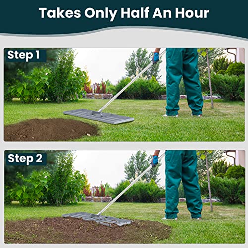 Lawn Leveling Rake 30x10 inch, (Professional-Grade) Lawn Leveler Tool with Stainless Steel Handle Rakes for Lawns Heavy Duty Landscape Rake for Backyard, Garden, Golf Course, Farm, Pasture - size: 30x10inch-6.5FT