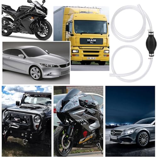 Gasoline Siphon Hose Pump, Hand Siphon Pump for Gasoline Transfer, Manual Hand Siphon Pump For Water, Gas, Fuel Siphon Pump for Gasoline. (Gas Siphon Hose Included)