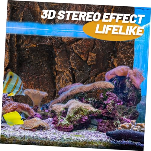 3D Textured Rock Background Board for Reptile and Aquarium Tanks Realistic PU Texture Habitat Decor Natural-Looking Terrarium Backdrop for Lizards Turtles Amphibians and Fish