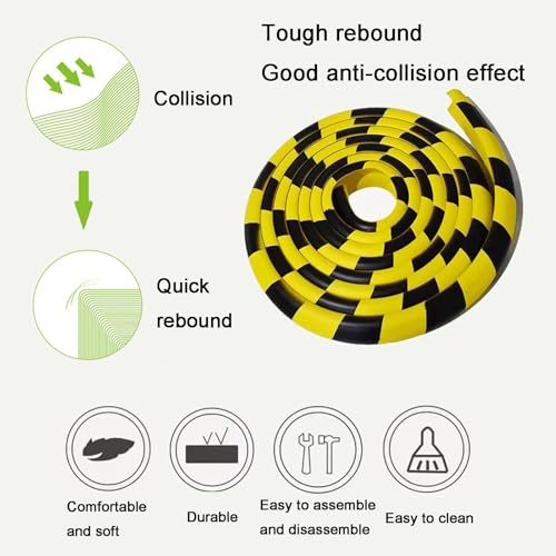 Wall Edge Corner Guards, 78.7in/2m Yellow Black Safety Bumpers, Self-Adhesive Foam Protector Padding, Warehouse Racks, Shelves, Garage & Equipment Protection (1, Yellow+Black, 78.7in/2m) - color: Yellow+black, size: 78.7in/2m