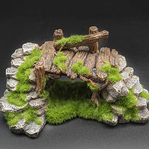 S-Lifeeling Fish Tank Decoration Moss Rockery Stone Plants Wood Ruins Landscaping Turtle Tank Decoration Fish Shrimp Shelter