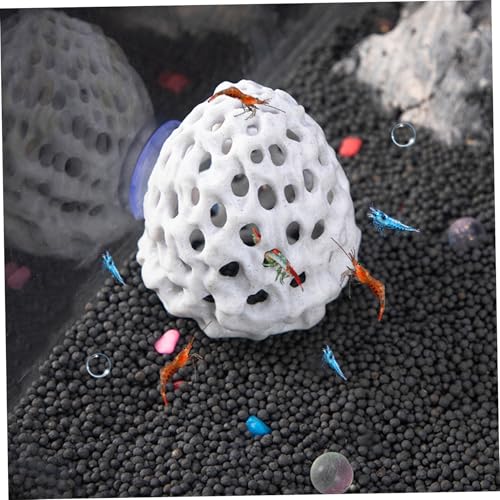 Shrimp Cave, 2.8x3.2 Inch Fish Tank Rocks with Suction Cup, Hollow & Multifunctional Fish Tank Accessories, Simulation Aquarium Decor for Home