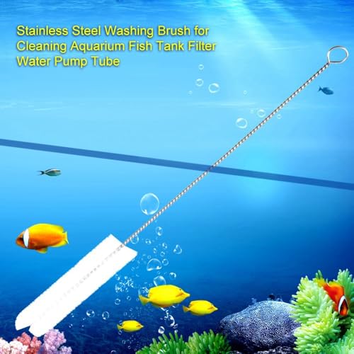 2Pcs Stainless Steel Aquarium Cleaning Brushes Wall Hook Design Flexible Tube Scrubber for Filter Pump Fish Tank