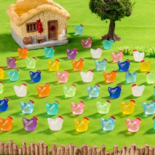 90 Pcs Mini Resin Hen Figurine Bulk Mini Hen Figurine Cake Decorations Cute Miniature Resin Sculpture Ornament Micro Landscape Office Garden Desk Party Tabletop Decor - color: Hen -90p