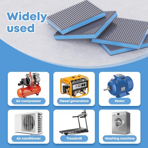 Anti Vibration Pads, Vibration Isolator Pads, Mechanical Vibration Damping Pads, Heavy Duty Rubber Isolation Pads, 3/8"Pre-Drill Hole Vibration Isolator Pad for Air Compressor - size: 4"× 4"×7/8"
