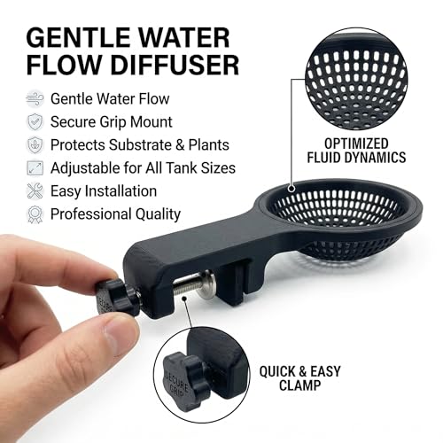 Aquarium Water Change Diffuser for Undisturbed Substrate, Plant Protection Water Refill Tool, Adjustable Mount for Rimless and Rimmed Tanks, Gentle Flow for Shrimp and Fry