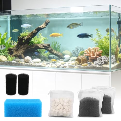 AC30 Aquarium Filter Media Maintenance Kit Compatible with Fluval AC30 Power Filters, Includes 1 Blue Foam, 2 Activated Carbon, 1 BioMax Pellets, 2 Intake Strainer Sponge, for Freshwater & Saltwater