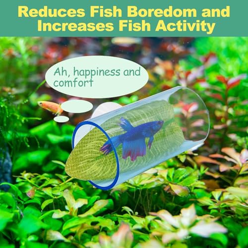 Hamiledyi 2 Pcs Betta Fish Acrylic Tube Tunnel Betta Fish Toys Betta Fish Tunnel Aquarium Hideouts for Rest Play Transparent Design for Better Observation of Betta Fish Tank Decorations (Light Blue)