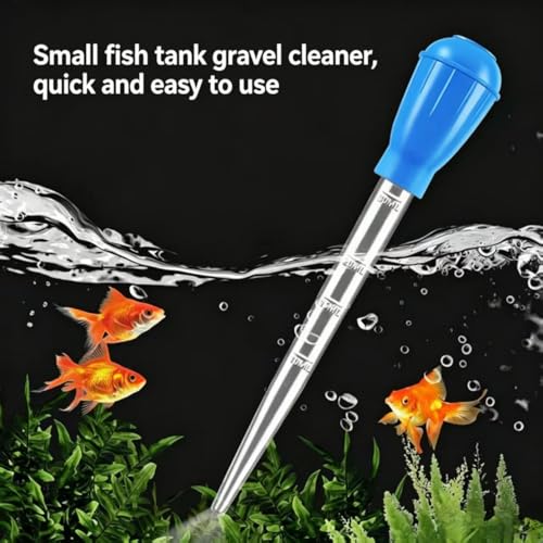 2Pcs Extra Long Turkey Baster for Aquarium, 50ml Aquarium Water Changer Siphon for Fish Tank Cleaning, Waste Remover for Aquarium, (Blue-17.7IN)