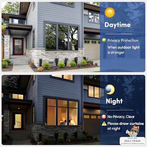 Coavas One Way Privacy Window Film, Heat Control Window Tint for Home, Sun Blocking Reflective Window Film See Out Not in, Anti UV Static Cling for Windows Office Door (Black, 23.6 Inch X 6.5 Feet) - color: Black-silver, size: 23.6 x 78.7 Inch