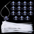 15 Pcs Aquarium Suction Cups with 30 Pcs Zip Ties - Transparent Suction Cup for Aquarium, Plants Binding, Moss Shrimp Nest Landscape Fixation - Utility Sucker Pads for Kitchen Hanging Organization