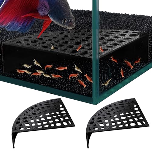 2-Pack Black Shrimp Hides for Aquarium - Stealth Cave with Multi-Sized Holes, 180° Viewing & Stable Hides for Cherry/Dwarf Shrimp - color: Black