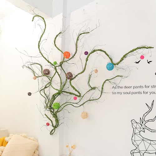 118 inch Small Green Artificial Tree Branches Grapevine Garland Ivy Willow Vines Plants Fake Cherry Blossom Tree Trunk Twigs for Wall Hanging Forest Room Home Wedding New Year Decoration - size: Small