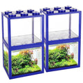 QTLCOHD 4 Pack Small Betta Fish Tank, 0.6 Gallon Mini Aquarium Tank, Blue Stackable Fish Bowl, Acrylic Tiny Cube Tank for Beta Fish Sea Monkeys Shrimp Snails - color: blue