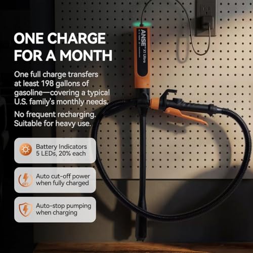 ANSE Rechargeable Fuel Transfer Pump with 6000mAh Li-ion Battery (2.7GPM Model X1 Ultra)