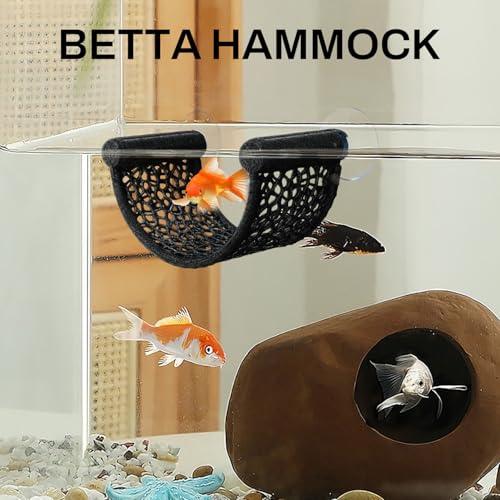 Betta Fish Hammock, White Floating Resting Leaf with Suction Cup - Aquarium Perch Ledge for Bettas, Shrimp, and Nano Fish - Minimalist Tank Decor & Accessory (Black) - color: black