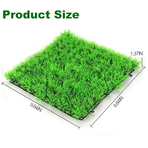 kathson 6 PCS Aquarium Grass Mat Decorations,Artificial Plastic Plant Lawn for Fish Tank Plants Landscape Ornament,Fish Tank Decor Green Carpet with Suction Cups for Freshwater & Saltwater - size: 6PCS-9.8" x 9.8" x 1.4"