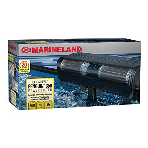 Marineland Bio-Wheel Penguin 350 GPH Power Aquarium Filter, Ultra-Quiet Hang-On-Back Fish Tank Filter with Multi-Stage Filtration for Aquariums Up to 60 Gallons - size: Up to 60 gallons