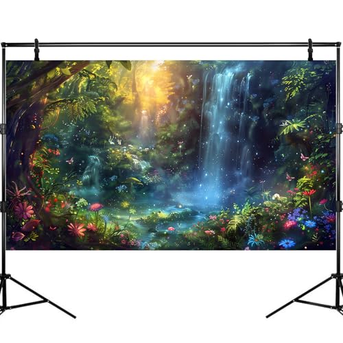 Fantasy Forest Aquarium Background Jungle Waterfall Lake Fish Tank Background Enchanted Forest Vibrant Flora Ethereal Weaves Reptile Tank Backgrounds Greenery Oasis Terrarium Backgrounds 24x12in - color: Dark Green_Blue, size: 24(W)x12(H)inches/ 60(W)*30c
