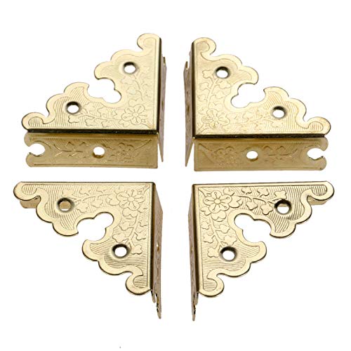 dophee 4Pcs Decorative Corner Protectors, Retro Style Edge Safety Guards Covers for Picture Frame Album Jewelry Box Gift Box Wooden Case Chest Tables Cabinet Furniture, 1.34"x1.34"-Gold - color: Gold