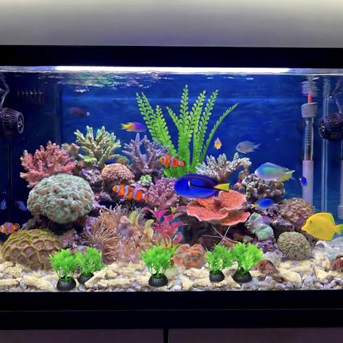 Premium Aquarium Crushed Coral Filter Media Set, 2.2lb Bio Filter Bags with Artificial Plants, pH Balancing for Freshwater Aquarium
