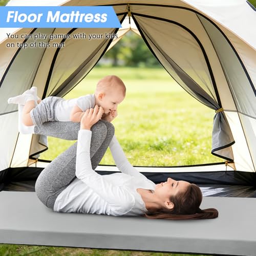CYMULA 3 Inch Memory Foam Camping Pad, Camping Essentials Roll Up Floor Mat for Car Camping, Cot, Tent, Truck, Travel and Guest Use, Non-Slip Waterproof Bottom, Removable Cover - color: GREY, size: Twin XL:80*38*3
