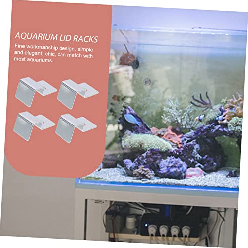 FRCOLOR 16pcs Stainless Steel Fish Tank Lid Holder Durable Aquarium Cover Bracket Supports Practical Clips for Various Tanks Easy to Use for Heat Preservation Cleaning