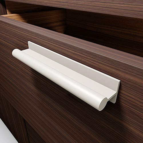 HRX Self-Adhesive Edge Fingerpull Door Handle - Easy to Install Screwless Peel and Stick on Glass, Wood, Metal, Plastic - Sliding Doors Knob for Kitchen Fronts, Drawers & Dressers Panels - 2 Pack - color: White