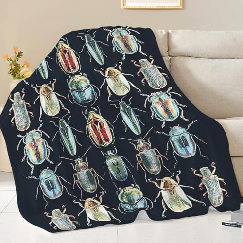 Colorful Beetle Insect Blanket for Girls Kids Women Adults Soft Cozy Flannel Fleece Bugs Throw Blankets Gifts Warm Fluffy Plush Decor for Couch Sofa 80"x60" - color: Insect, size: 80"x60"