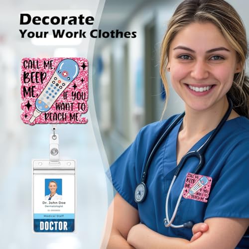 Funny Badges Reel Retractable Clip, Call Me ID Clip Name Tag Card Badge Holder for EER ICU Nurse RN MD Physician Assistant, Nursing Graduation Gifts - color: Call Me