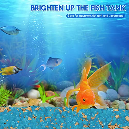 300pc Glow in The Dark Stones Luminous Pebbles Outdoor Luminous Stone for Fish Tank Garden Patio Aquarium Walkway Driveway (Blue) - size: 300, style: Blue