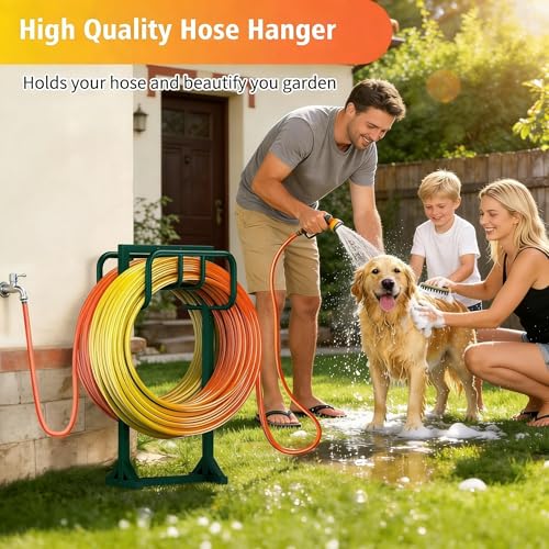 HeroicLion Garden Hose Holder Holds 2 x 160FT Hoses, Super Stable Water Hose Holders with 4 Spikes, Rustproof Freestanding Hose Stand Hanger Garden Hose Storage for Outside Yard Lawn Farm, Green - color: Green-39.8 Inch Height