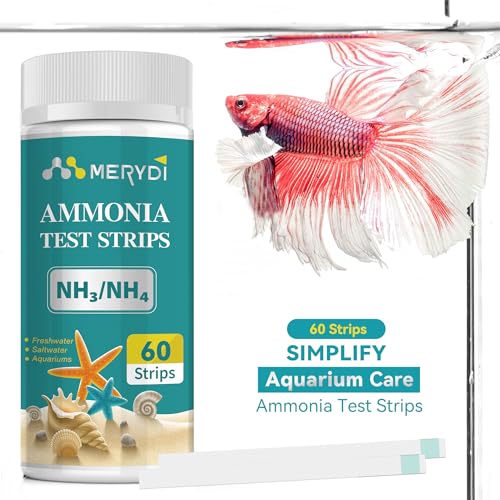 Ammonia Test Strips,60 Strips Aquarium Test Kit for Fish Tanks & Ponds, Quick & Accurate Freshwater Saltwater Testing Strips - color: ammonia test strips