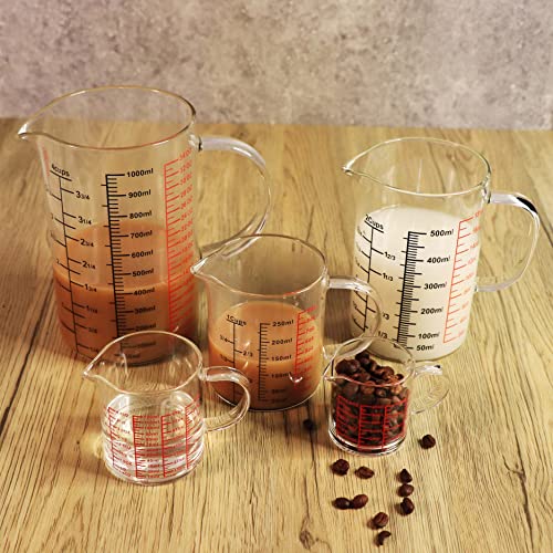 Ackers BORO3.3 Glass Measuring Cup-[Insulated handle | V-Shaped Spout]-Made of High Borosilicate Glass Measuring Cup for Kitchen or Restaurant, Easy to Read, 500 ML (16 Oz, 2 Cup) - size: 2Cup,500ml(High Borosilicate Glass)