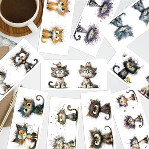 arricraft 10 Sheets Animal Cats UV DTF Cup Wrap for 16OZ Glass, Cute Cats Rub on Decals PVC Transfer Stickers for DIY Cups Wood Funiture 24x11cm/9.4x4.3inch - style: Cute Cats Theme