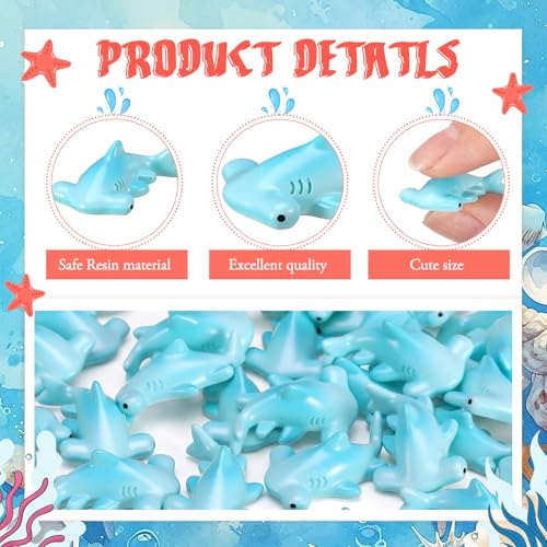 Geelin 50 Pcs Mini Resin Hammerhead Shark Figurines Tiny Resin Figurines Small Ornament Charms Figure Tiny Animals for Landscape Aquarium Garden Desktop Birthday Party - style: Hammerhead Shark