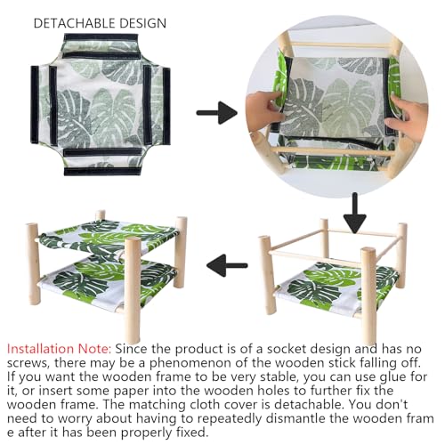 Tfwadmx Bearded Dragon Bed Double-Layer Wood Reptile Lizard Lounger Sleeping Hammock Tank Habitat Accessories for Leopard Gecko Snake Lizard or Other Small Animal - style: Style D