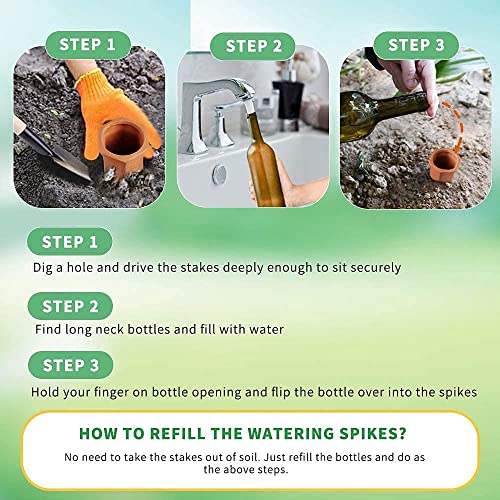 Tcamp 10 Pack Terracotta Watering Spikes, Plant Watering Devices Wine Bottle Automatic Plant Self Watering Spikes for Vacations, Self-Watering Stakes for Indoor Outdoor Plants - size: 10 Pack