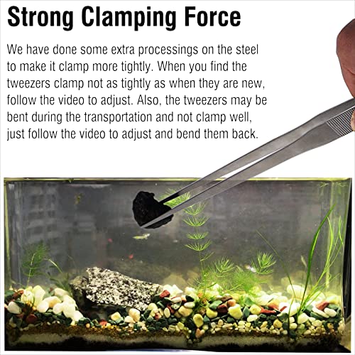 18.9 inch Heavy Duty Extra Long Tweezers for Salt & Fresh Water, Straight 18/8 Stainless Steel Reptile Feeding Tongs for Aquarium & Terrarium, Large Metal Snake Feeding Tweezers - size: 18.9 inch, 0.1 inch, straight, single unit