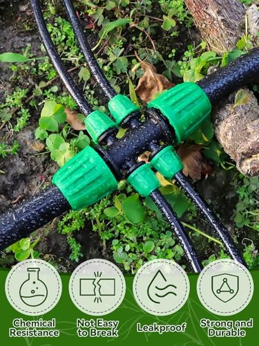 Kalolary 20PCS Locked Barbed Tee Connectors, 1/2” to 1/4” Drip Irrigation Fittings Kit 12/16mm to 4/7mm Tube Lock Female Connector 6-Way Barbed Lock Irrigation Parts for Watering System (Green) - color: Green 1/2" to 1/4" 6-Way