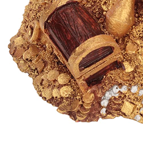 Wisecoco Aquarium Decoration Cave, Fish Tank Gold Mountain Simulation Resin Aquarium Treasure Mountain Hideouts Decoration for Freshwater Saltwater 4.3 x 4.7 x 5.9 inch