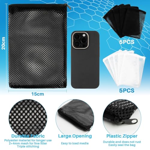 MAQIHAN 10pcs Aquarium Filter Media Bags - Mesh Filter Bags Reusable Bags with Zipper for Activated Carbon Ceramic Rings Filter Balls Fish Tank Pond 5.9 X 7.8 Inch