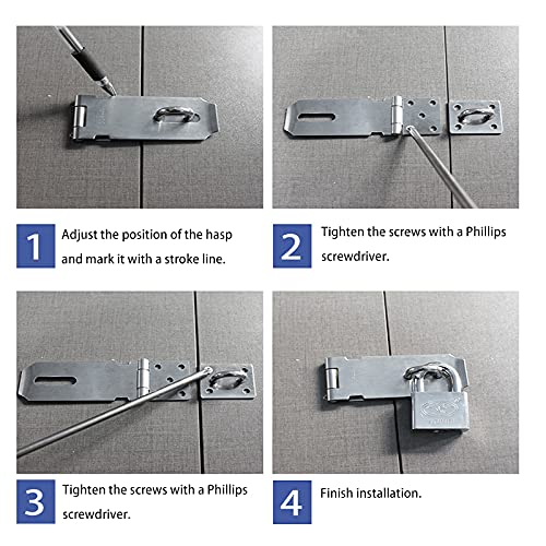 Door Hasp Padlock Latch, 4 Inch Stainless Steel Safety Clasp Hasp Lock Latch, Extra Thick Door Gate Lock Hasp with Screws, Polished Finish 2 Pack - color: Stainless Steel, size: Straight 4 Inch
