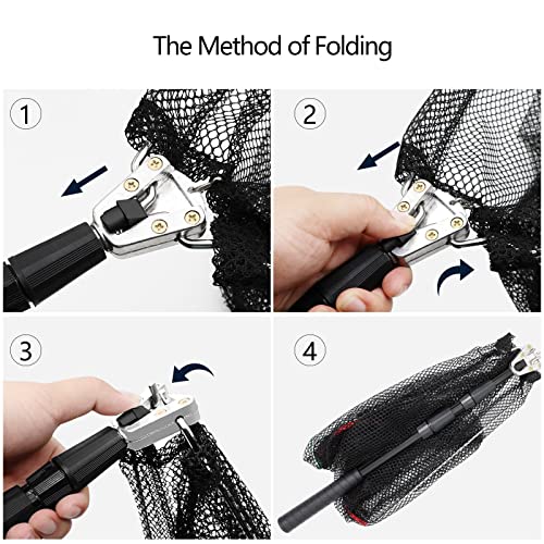 SAN LIKE Fishing Net Fish Landing Net Collapsible Fish Net with Anti-Slip Telescoping Rubber Pole Handle for Kids Adults in Saltwater Freshwater Multi-Size Extending to 37/42/43/51/69/71/89/98inch - color: 2pack-Aluminum pole,length 31" to 51"