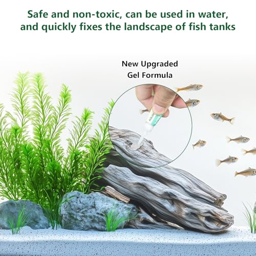 Aquarium Glue, Clear Coral Glue for Plants, Rocks, Moss, Coral, Stone, Wood - Quick Drying, Fish Safe, Freshwater & Saltwater Aquascaping - 5g (2PCS)
