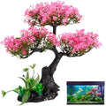 Didiseaon Aquarium Decor Artificial Plants Tree Set 11.4 Inch Plastic Plants for 10-55 Gallon Fish Tank Decoration Pink Simulation Aquarium Tree Betta Fish Bowl Ornaments Home Office Decor